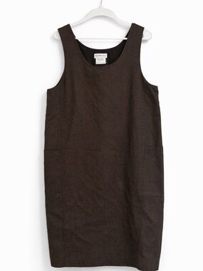 Harvé Benard Sport Linen Pocket Dress – Brown Sleeveless Shift 2X